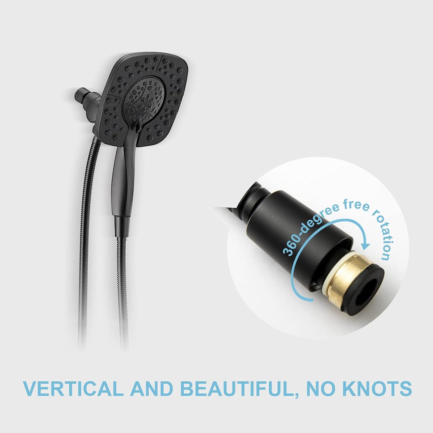 Shower Hose, Kink Free Stainless Steel Shower Hose Attachment Electroplating Handheld Shower Head Hose Flex Hoses Extension with Brass Insert & Nut for Pet Bathing Cleaning 60 In, Matte Black