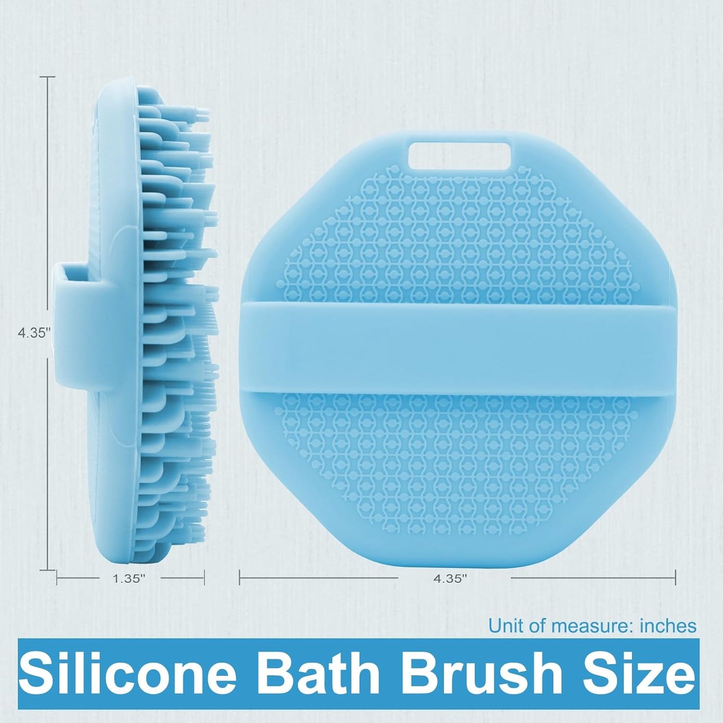 Silicone Body Scrubber, Body Wash Scrubber, Shower Scrubber for Body, Non-Slip Handle for Easy Cleaning, Travel Friendly (Blue)