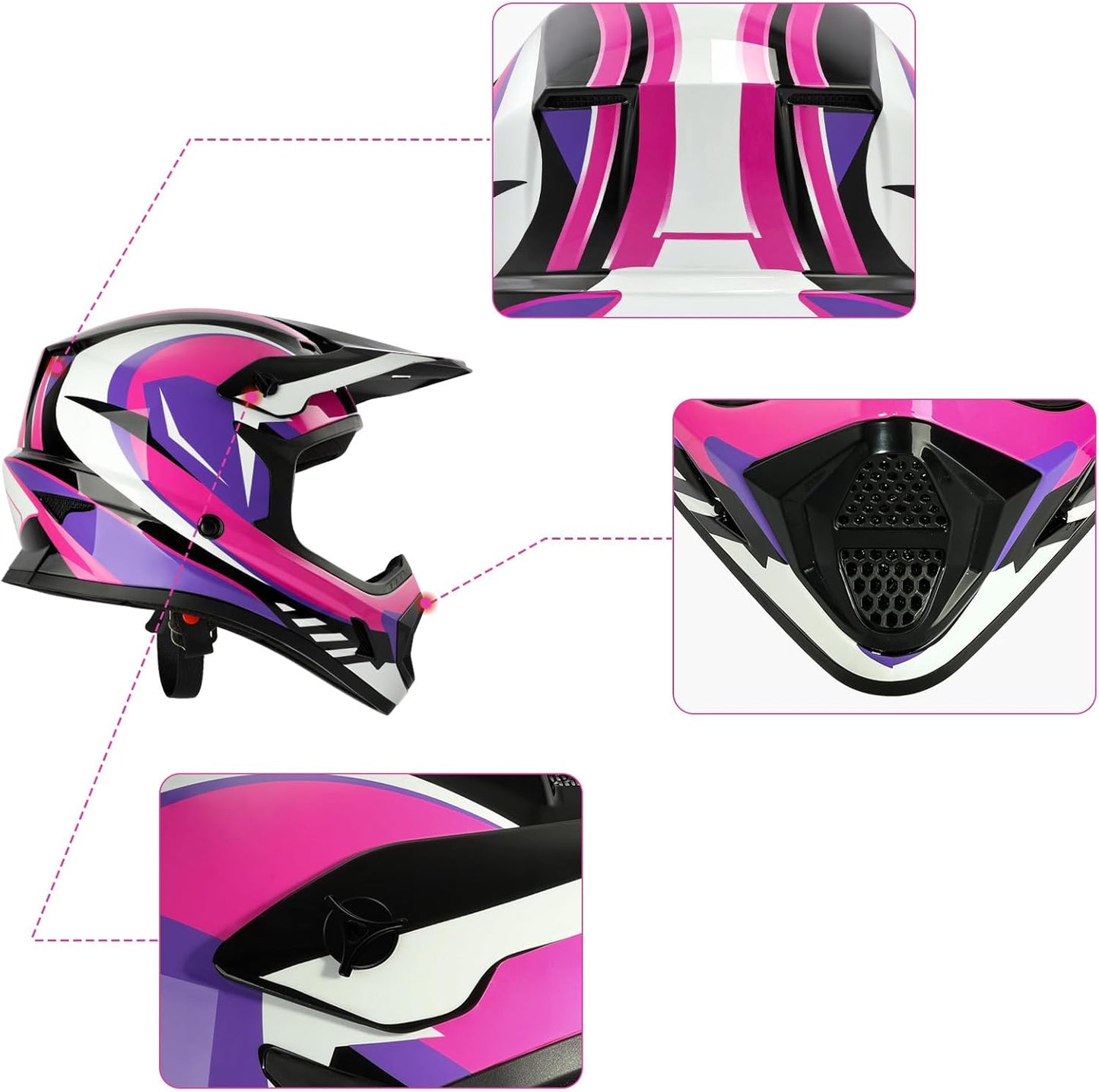 Dot Youth Kids ATV Motorcycle Helmets Full-Face Kids Helmet with Adjustable Chin Strap for Boys and Girls Kids Dirt Bike BMX Cycling W/Goggles+Gloves