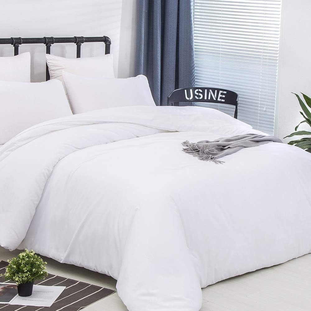 White Queen Size Comforter Sets 3Pcs White Bedding Comforter Sets All Season Soft Bed Comforter Sets Queen Comforter with 2 X Pillowcases