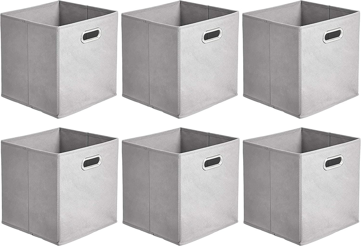 Collapsible Cube Storage Organizer Bins, 6-Pack, 10.5 X 10.5 X 11 Inches, Light Grey