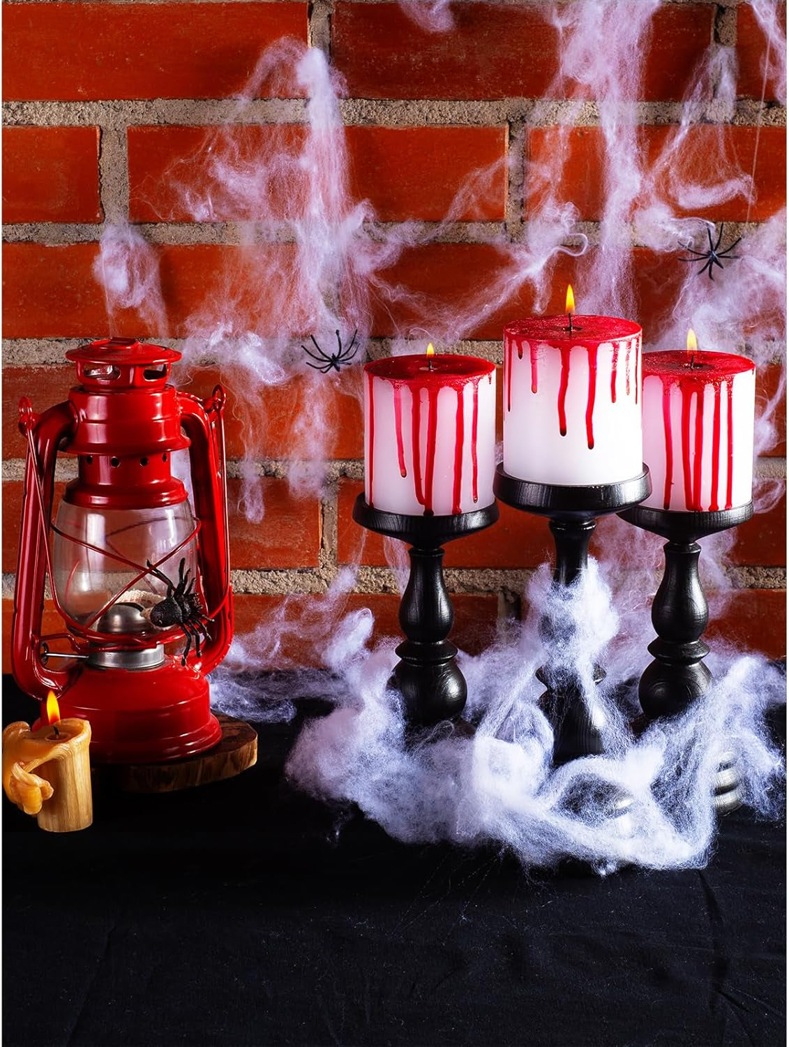 3X3 Pillar Candles Set of 3 - Rustic Unscented No Drip Bloody Candles for Halloween Decor, Parties, Gothic Décor