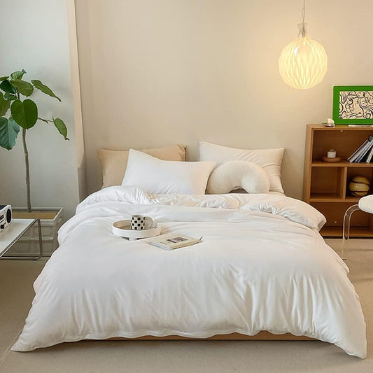 White Queen Size Comforter Sets 3Pcs White Bedding Comforter Sets All Season Soft Bed Comforter Sets Queen Comforter with 2 X Pillowcases