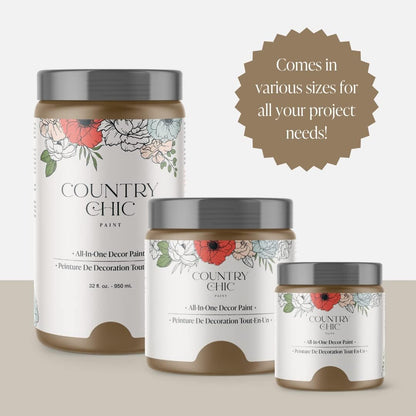 Country Chic All-In-One Chalk Paint for Furniture, Cabinets, Home Decor, Eco-Friendly, Matte Finish, Built-In Primer & Top Coat for Wood, Metal - Driftwood (Brown) - Pint 16 Oz (475 Ml)