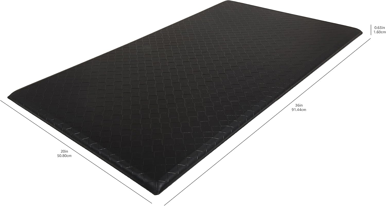 Anti-Fatigue Standing Mat, Non-Slip, Comfort Mat for Home and Office, 20W X 36L X 0.6Th In, Black, 1-Pack