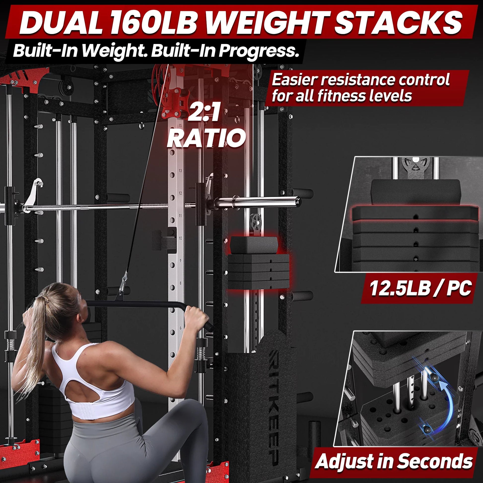 PMAX 5600 Home Gym Smith Machine - Integrated Weight System