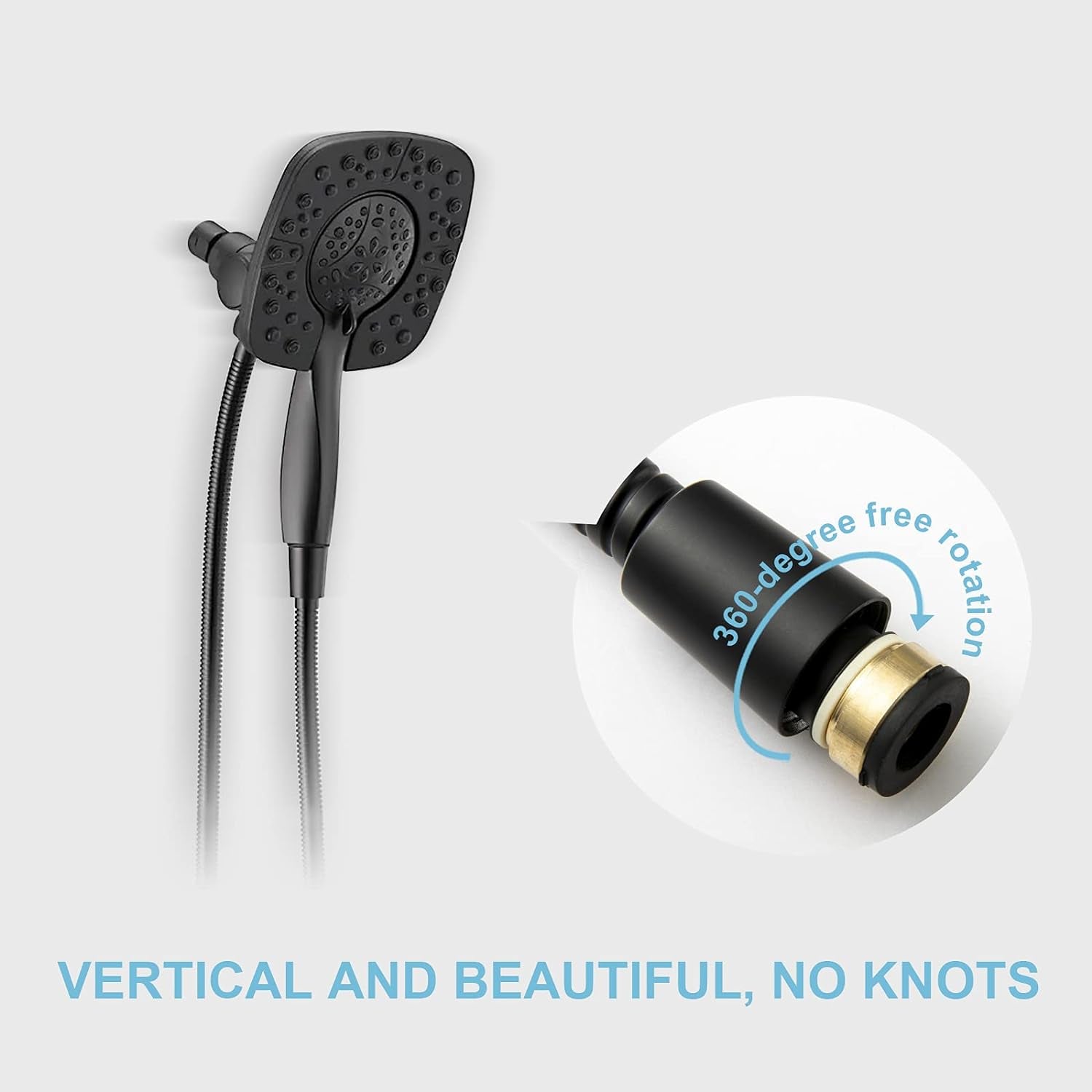 Shower Hose, Kink Free Stainless Steel Shower Hose Attachment Electroplating Handheld Shower Head Hose Flex Hoses Extension with Brass Insert & Nut for Pet Bathing Cleaning 60 In, Matte Black