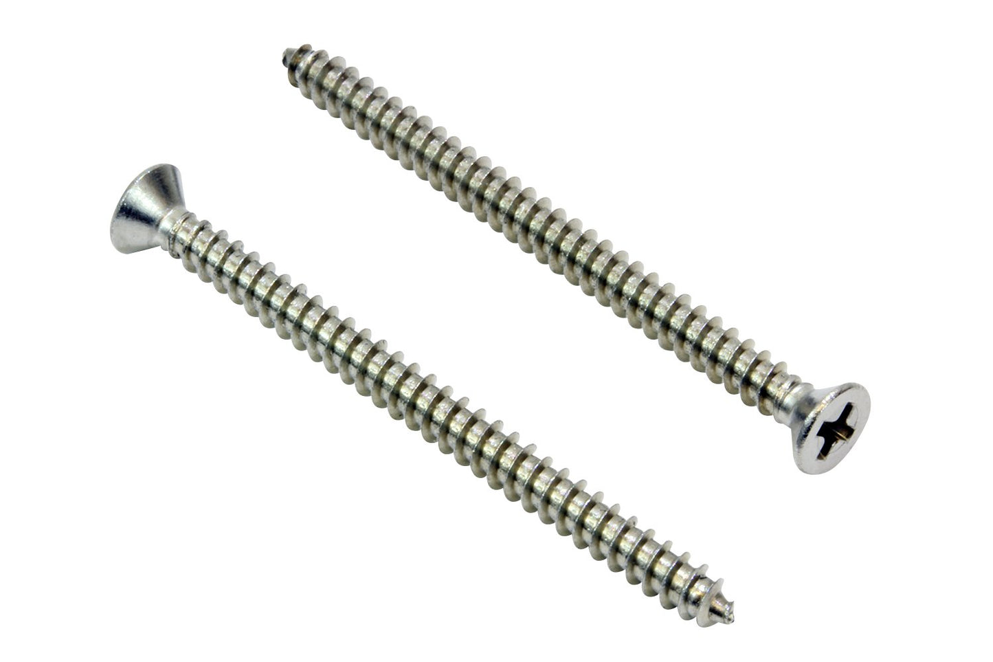 #4 X 1-1/2" Stainless Steel Flat Head Phillips Wood Screw, (100 Pc), 18-8 (304) Stainless Steel Sheet Metal Screws - Type a Point, Plain Finish
