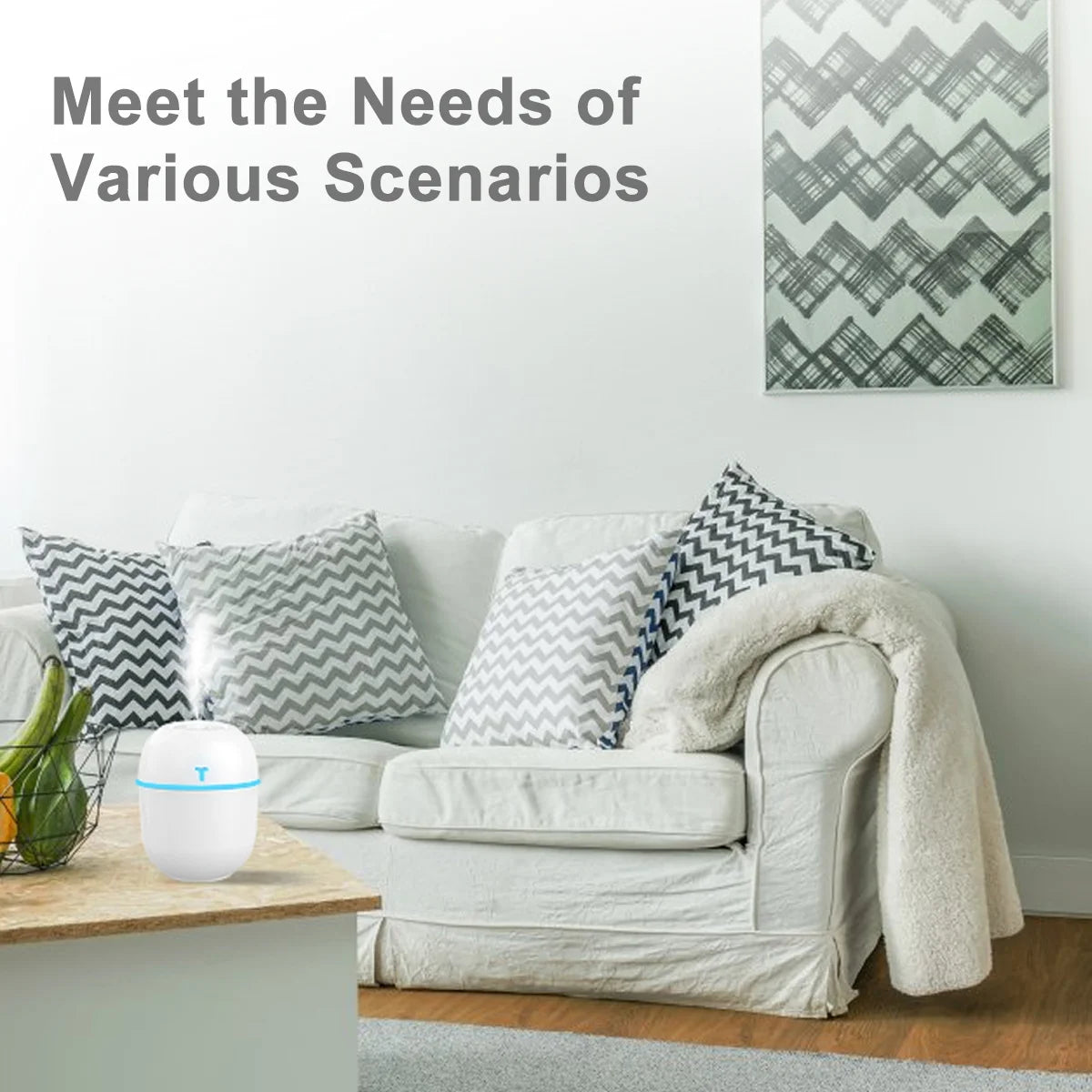 Colorful Cool Mini Humidifier, USB Personal Desktop Humidifier for Car, Office Room, Bedroom,Etc. Auto Shut-Off, 2 Mist Modes, Super Quiet. (White)