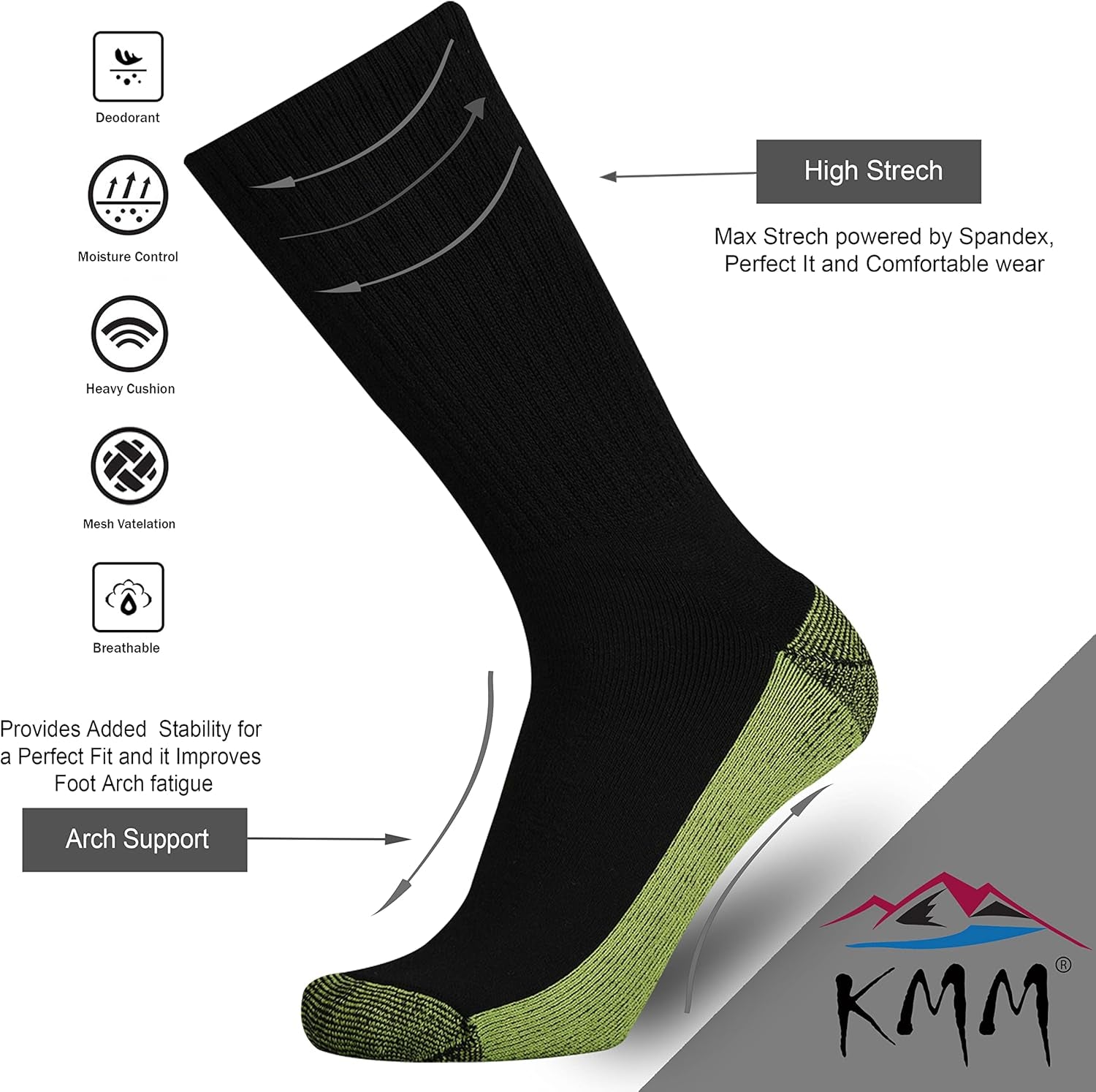 Men'S Cotton Full Thick Cushion Crew Socks Moisture Control Heavy Duty Work Boot Warm Thermal anti Wicking Sweat Blisters