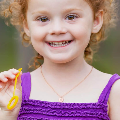 Disc Initial Necklace Gifts for Girls - 14K Gold Filled/Rose Gold/S925 Sterling Silver Disc Initial Necklaces Personalized Birthday Gift Tiny Initial Necklace Jewelry for Girls Women