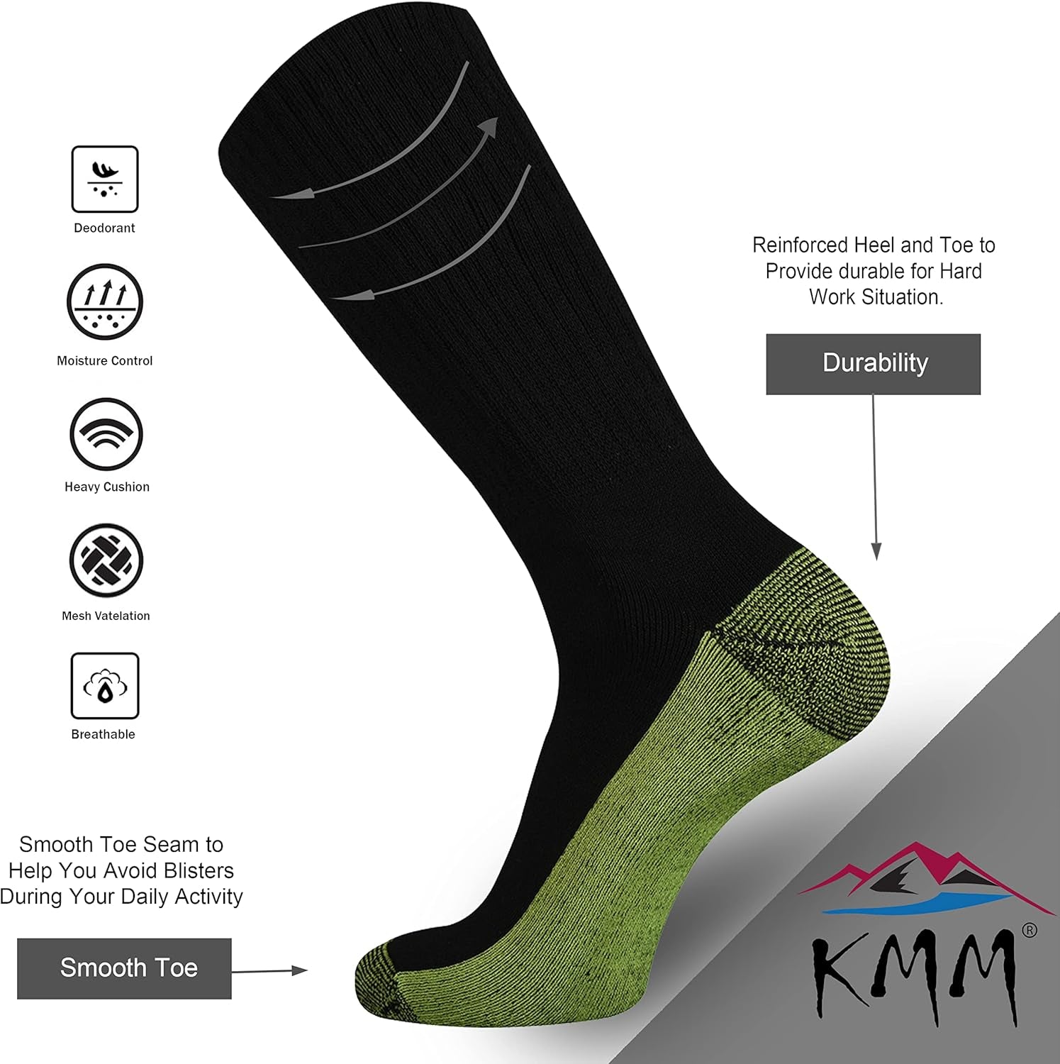 Men'S Cotton Full Thick Cushion Crew Socks Moisture Control Heavy Duty Work Boot Warm Thermal anti Wicking Sweat Blisters