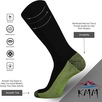 Men'S Cotton Full Thick Cushion Crew Socks Moisture Control Heavy Duty Work Boot Warm Thermal anti Wicking Sweat Blisters