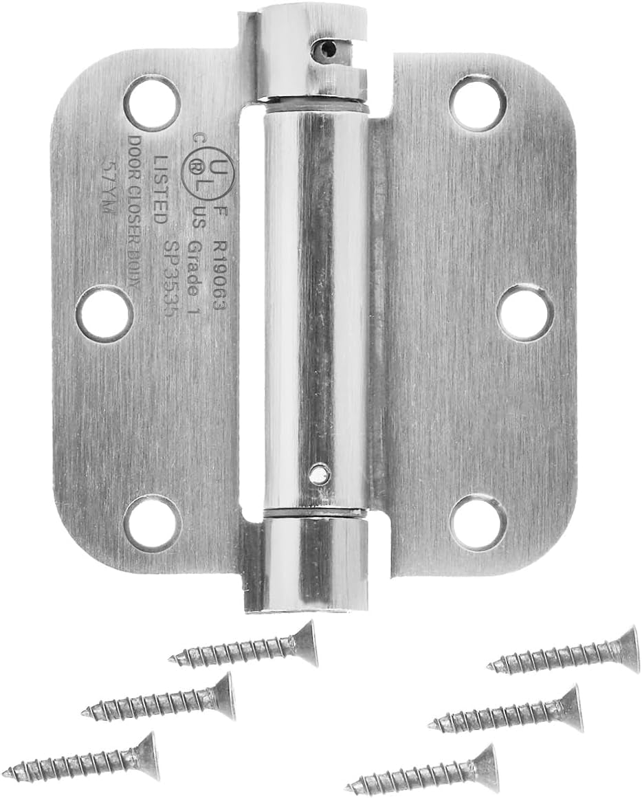 Self-Closing Door Hinge, 3.5 Inch X 3.5 Inch, 1 Piece, Satin Nickel