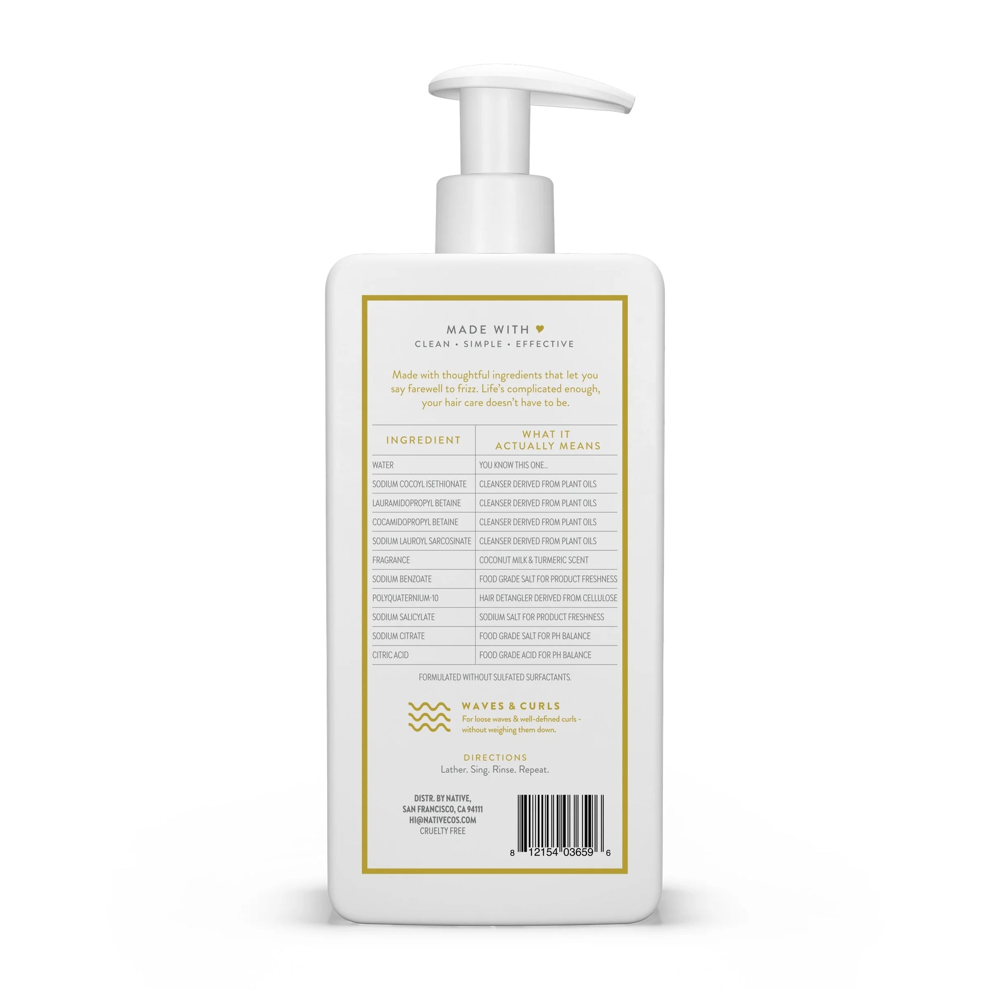 Curls Care 2-In-1 Shampoo and Conditioner, Coconut Milk & Turmeric, 16.5 Oz