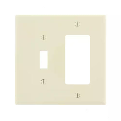 2-Gang Light Almond 1-Toggle / 1-Decora/Rocker Nylon Midway/Midsize Wall Plate (1-Pack) PJ126-T
