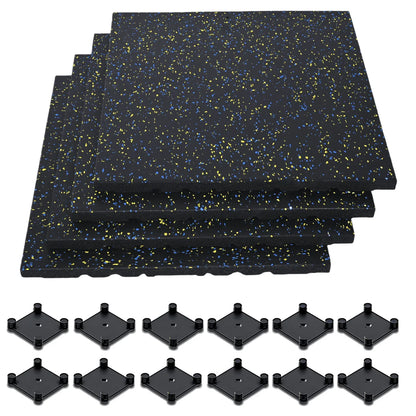 Rubber Gym Flooring, 0.98'' Thick High-Density Gym Mats, 20" X 20" Exercise Workout Equipment Mat for Home Gym, 4 PCS - 10.75 Sq.Ft