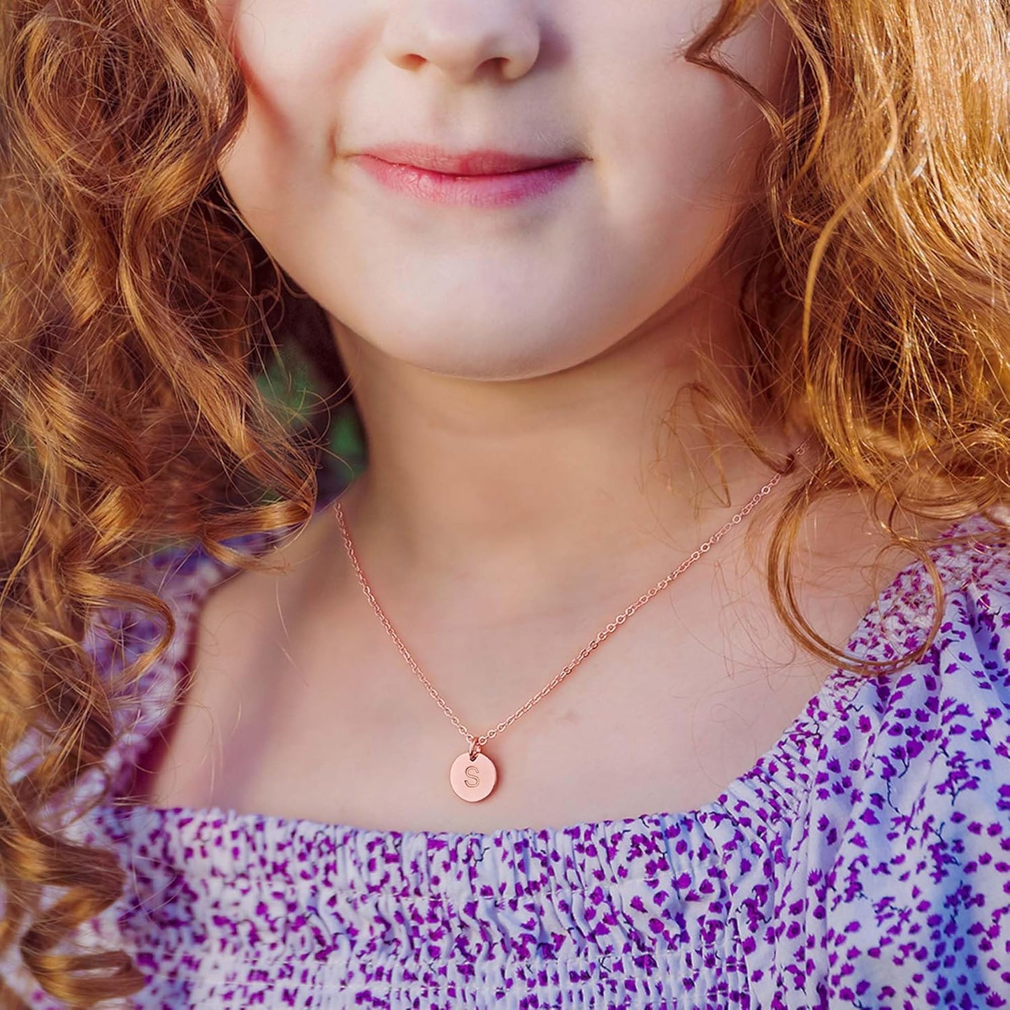 Disc Initial Necklace Gifts for Girls - 14K Gold Filled/Rose Gold/S925 Sterling Silver Disc Initial Necklaces Personalized Birthday Gift Tiny Initial Necklace Jewelry for Girls Women