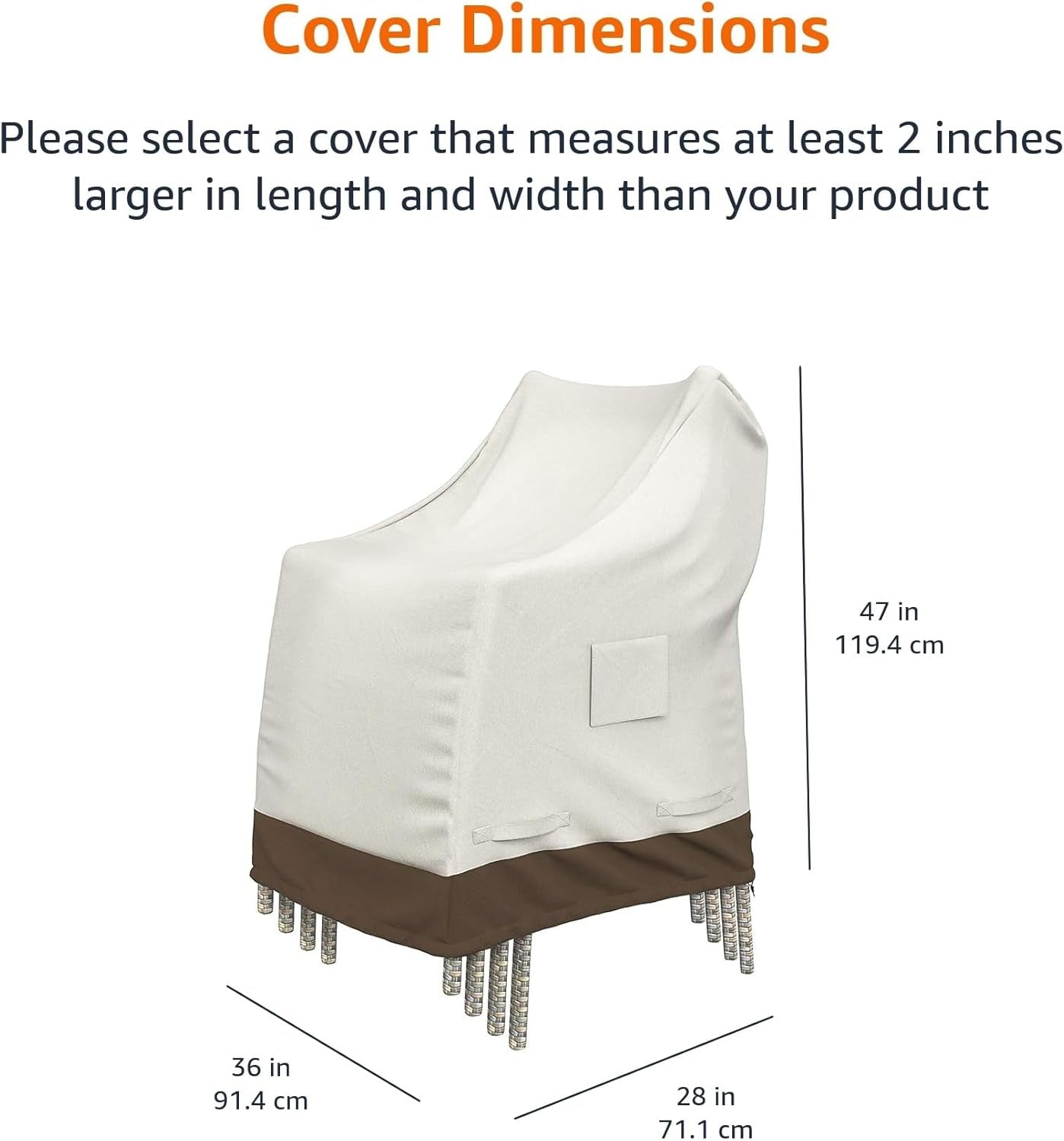 Outdoor Patio Chair Cover Waterproof, Anti-Uv, Durable, Beige/Tan