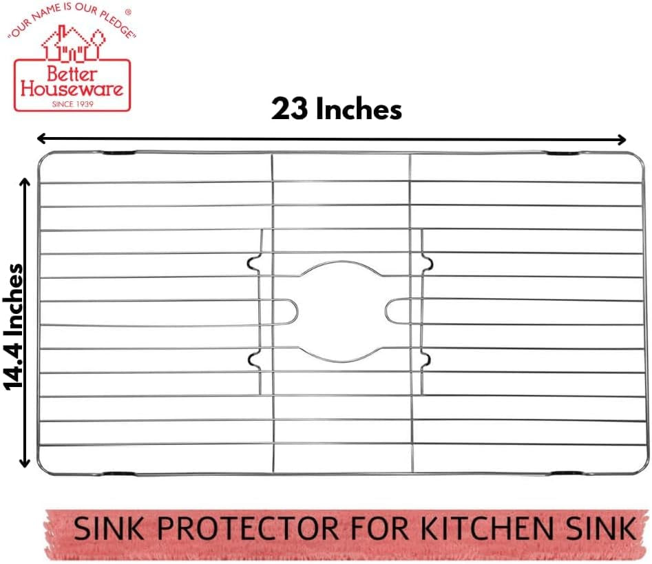 Stainless Steel Sink Protector Mat Premium Stainless Steel Rack for Bottom of Sink Protectors for Kitchen Sinks 23 X 14.4 X 1