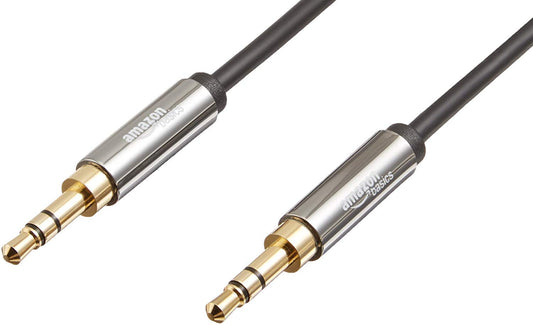 3.5Mm Auxiliary Audio Cable for Stereo Speaker or Subwoofer with Gold-Plated Plugs, 8 Foot, Black