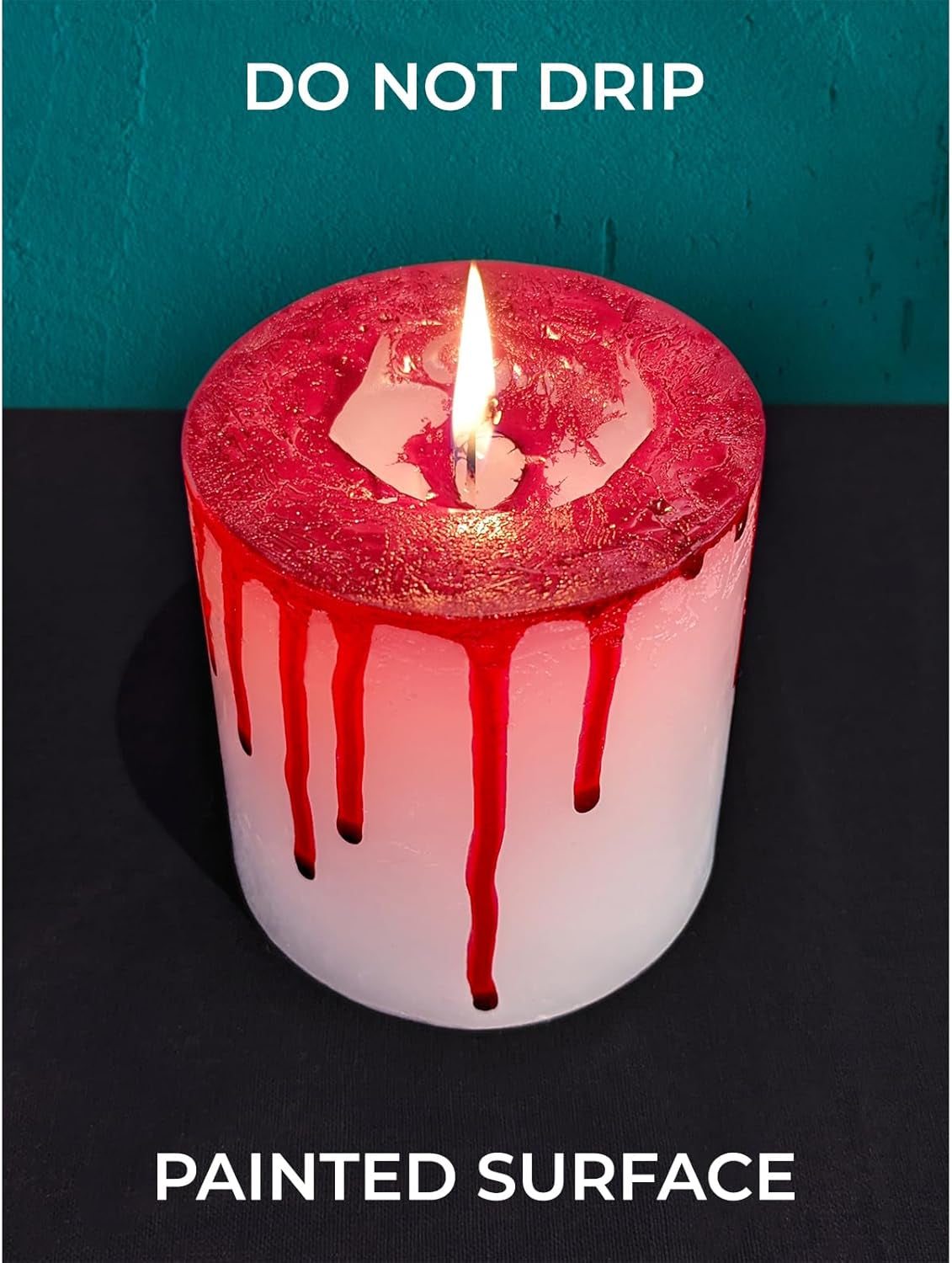 3X3 Pillar Candles Set of 3 - Rustic Unscented No Drip Bloody Candles for Halloween Decor, Parties, Gothic Décor