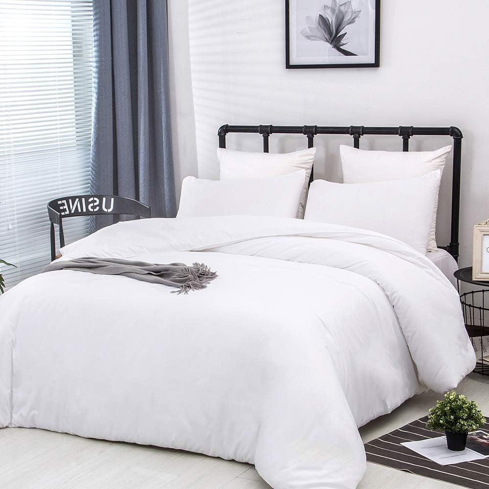 White Queen Size Comforter Sets 3Pcs White Bedding Comforter Sets All Season Soft Bed Comforter Sets Queen Comforter with 2 X Pillowcases