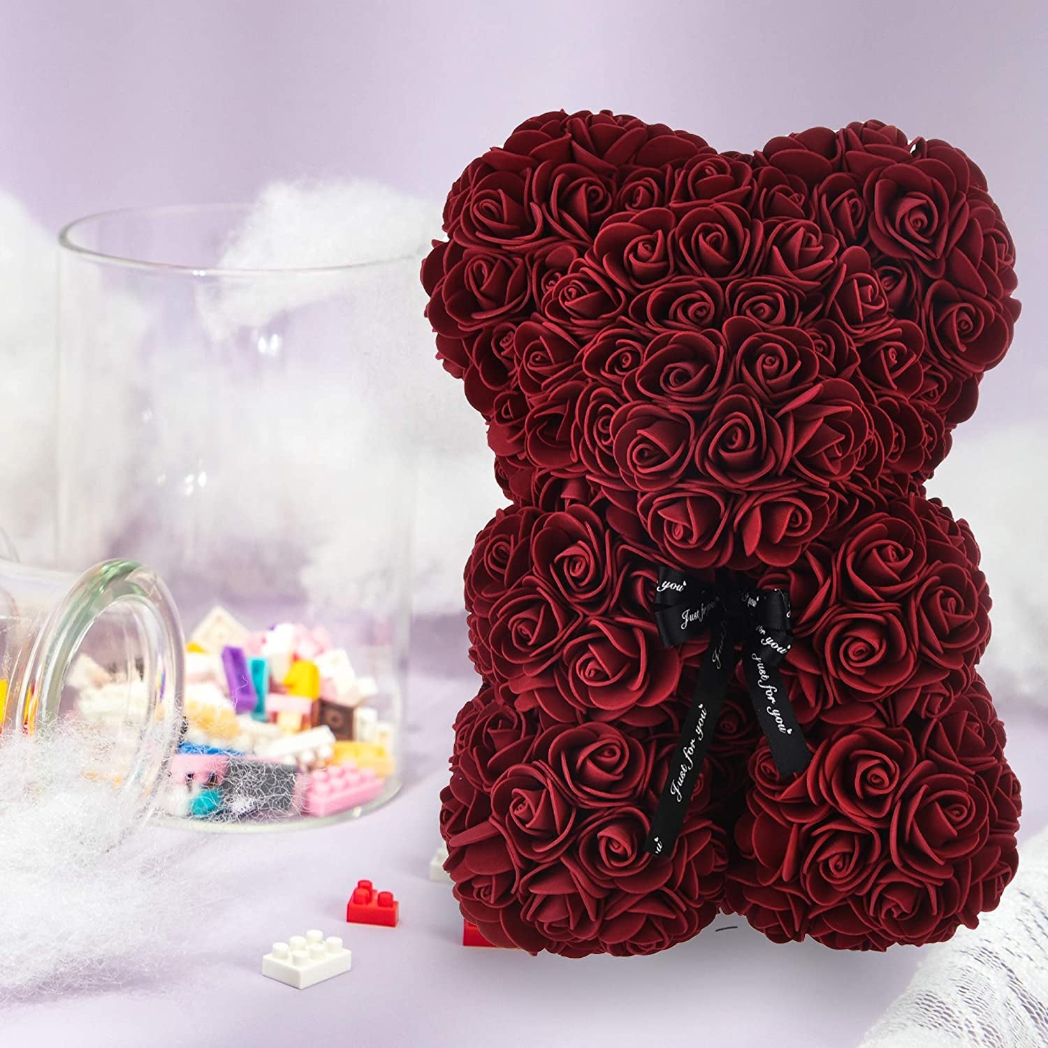 Mother'S Day Rose Bear Gifts for Her, 10 Inch Rose Flower Bear Gifts for Wife Girlfriend, Anniversary Romantic Gift for Her Women, Rose Teddy Bear Birthday Gifts for Her(Burgundy)