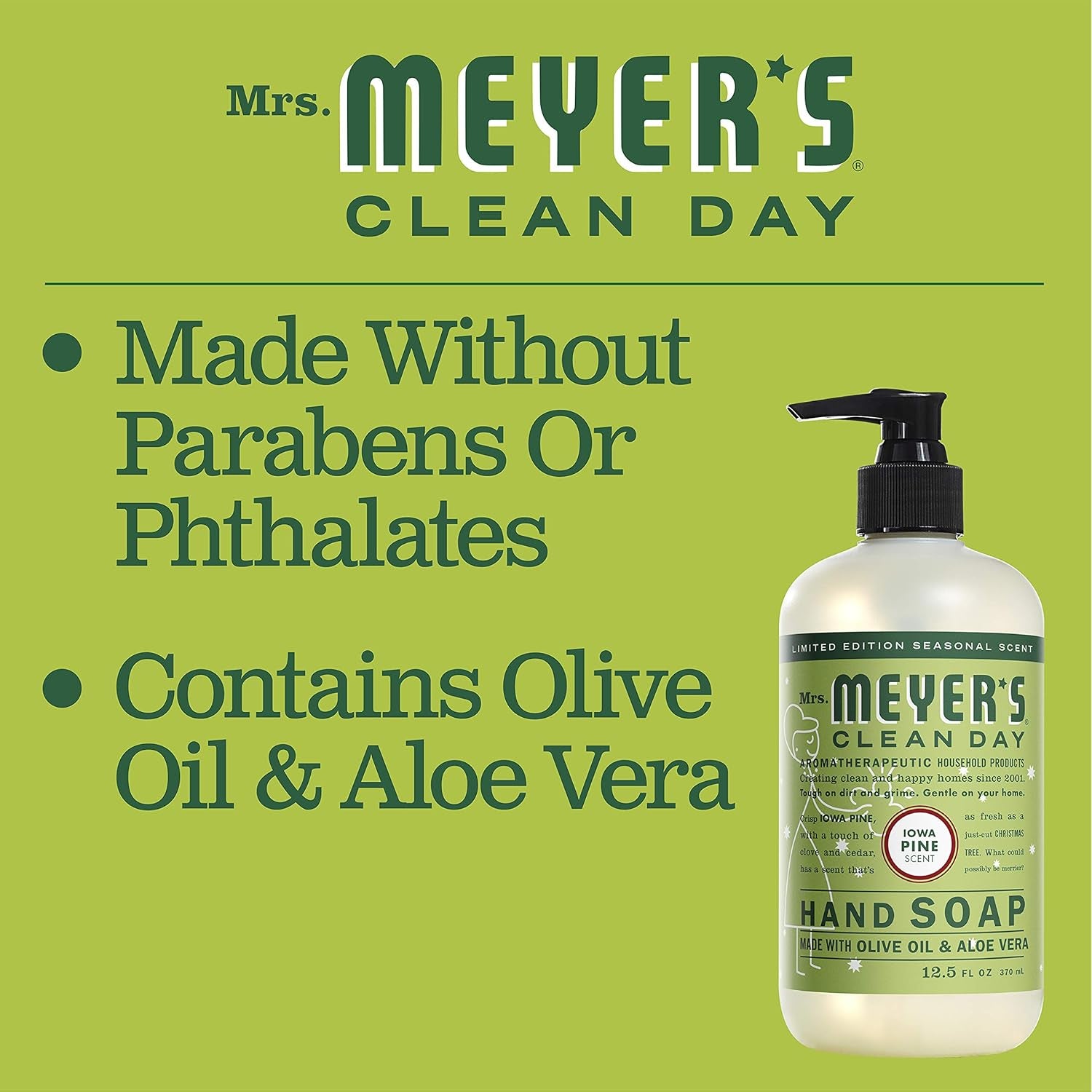 CLEAN DAY Hand Soap, Made with Essential Oils, Biodegradable Formula, Limited Edition Iowa Pine, 12.5 Fl. Oz - Pack of 3