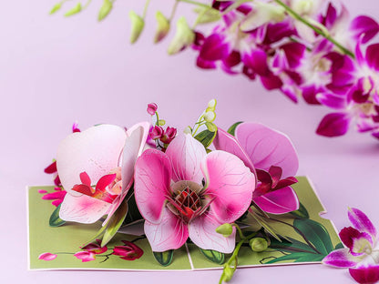 Pop up Orchid Flower Mother Day Card- 3D Cards for Birthday, Anniversary, Thank You Cards, Card for Mom, Congratulation Card, Love Card, All Occasion