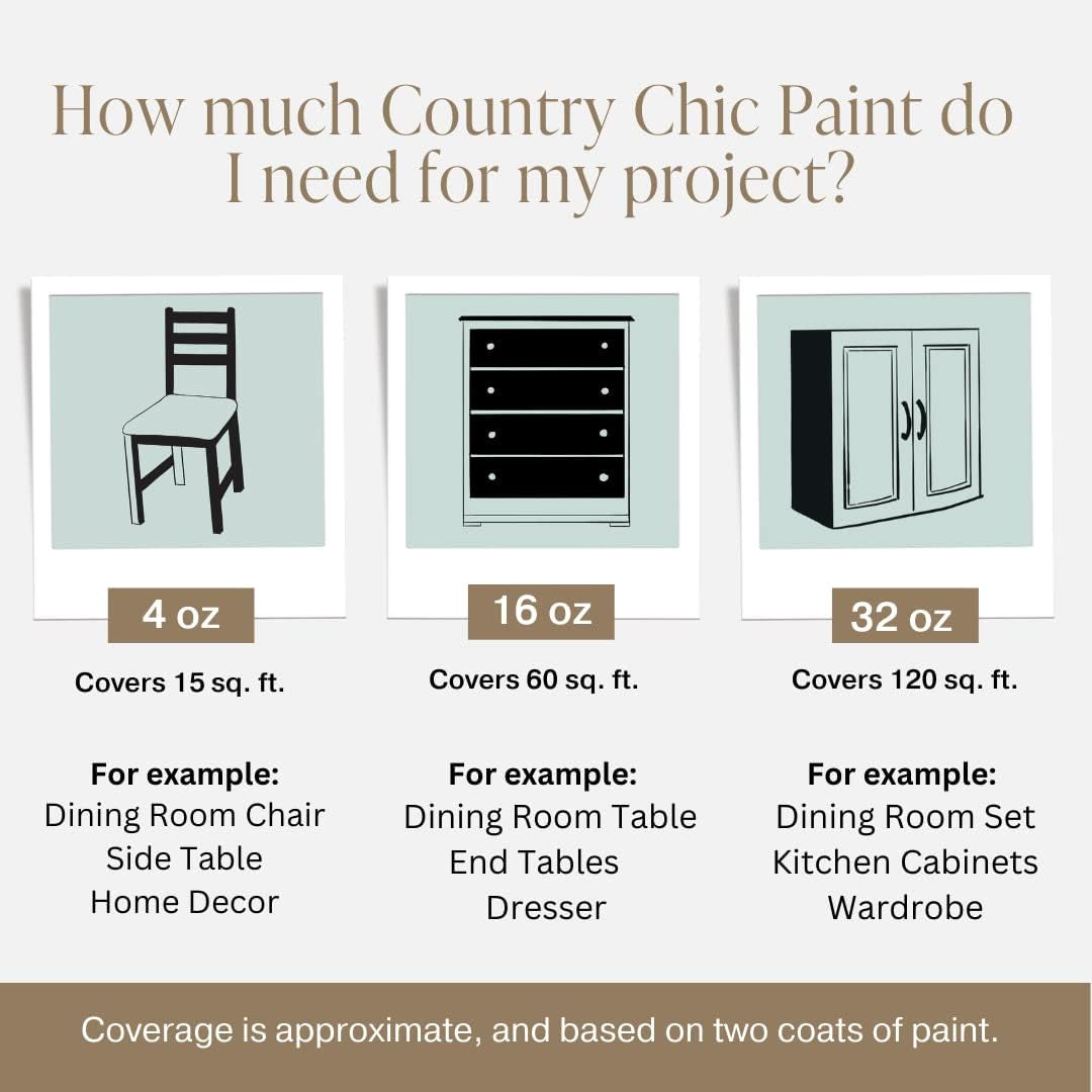 Country Chic All-In-One Chalk Paint for Furniture, Cabinets, Home Decor, Eco-Friendly, Matte Finish, Built-In Primer & Top Coat for Wood, Metal - Driftwood (Brown) - Pint 16 Oz (475 Ml)