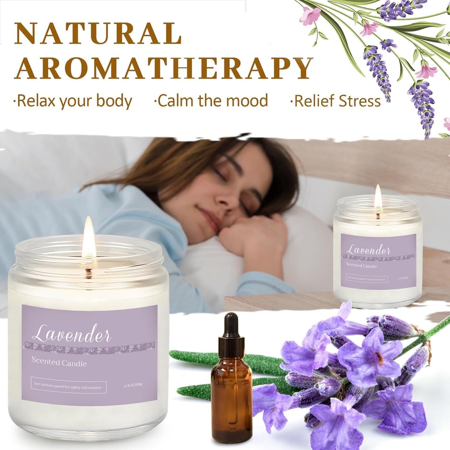 6 Pack Candles for Home Scented Aromatherapy Candles Gifts Set for Women, Lavender Candle, 37.8 Oz 300 Hour Long Lasting Candles, Stocking Stuffers, Birthday, Valentine, Christmas, Anniversary Present