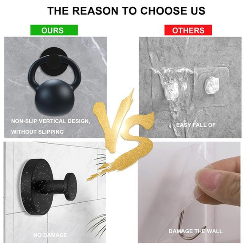 Demitumon 2 Pack Matte Black Suction Cup Shower Towel Hooks Heavy Duty Bathroom