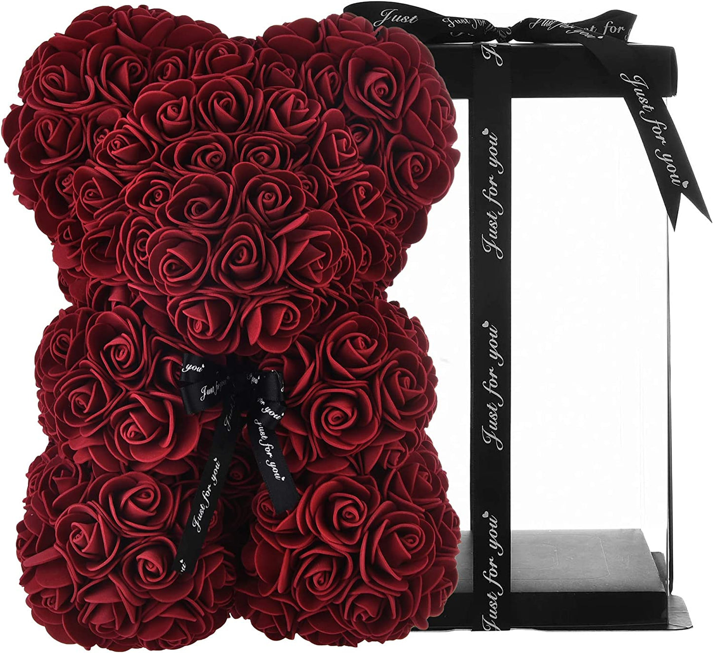 Mother'S Day Rose Bear Gifts for Her, 10 Inch Rose Flower Bear Gifts for Wife Girlfriend, Anniversary Romantic Gift for Her Women, Rose Teddy Bear Birthday Gifts for Her(Burgundy)
