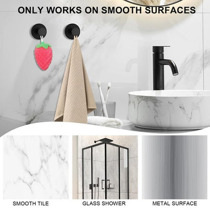 Demitumon 2 Pack Matte Black Suction Cup Shower Towel Hooks Heavy Duty Bathroom
