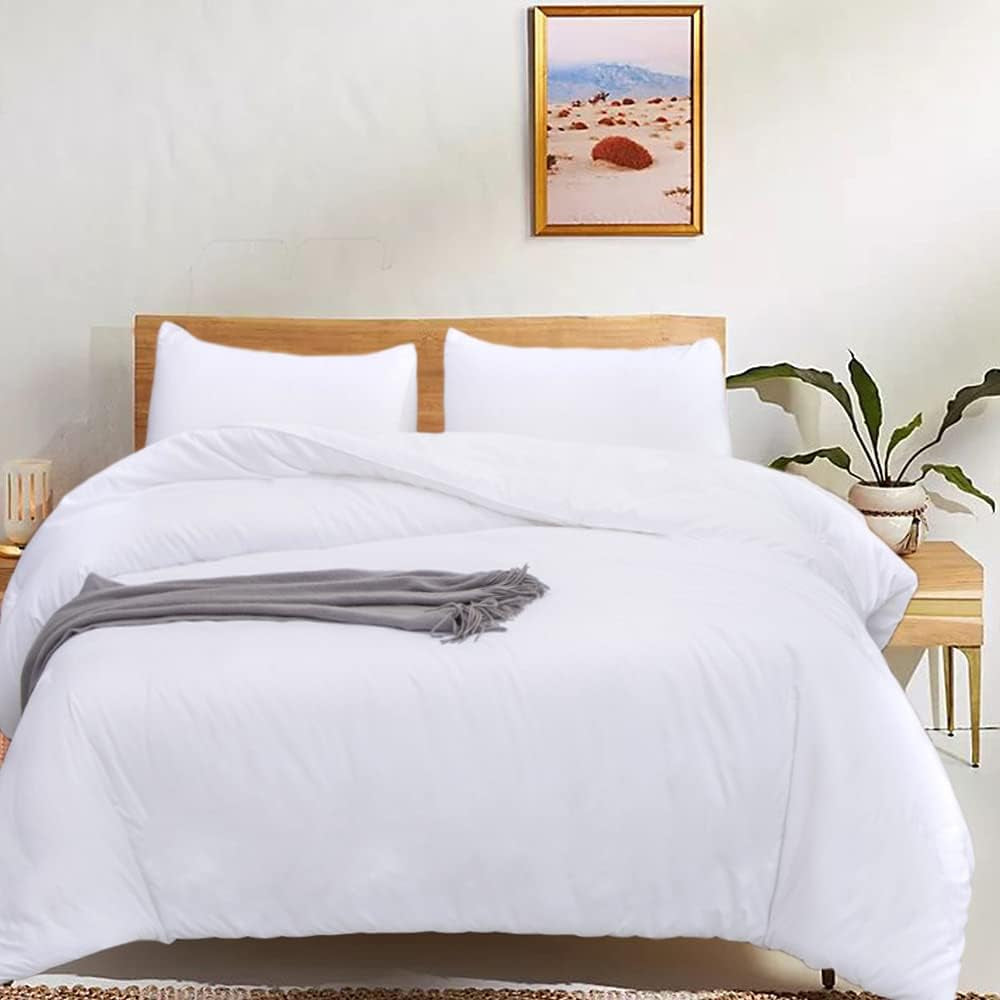 White Queen Size Comforter Sets 3Pcs White Bedding Comforter Sets All Season Soft Bed Comforter Sets Queen Comforter with 2 X Pillowcases