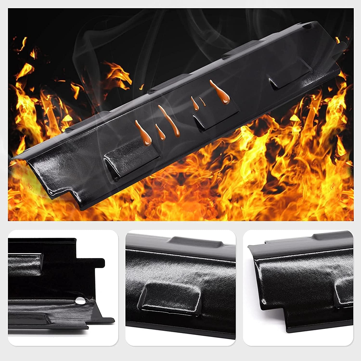 Grill Heat Plate Shield for Charbroil 463230710 463230515 463230514 463230513 Kenmore Thermos Nexgrill 720-0888 720-0888N Replacement Parts 14 5/8 Inch Porcelain Steel Set of 5 KP734