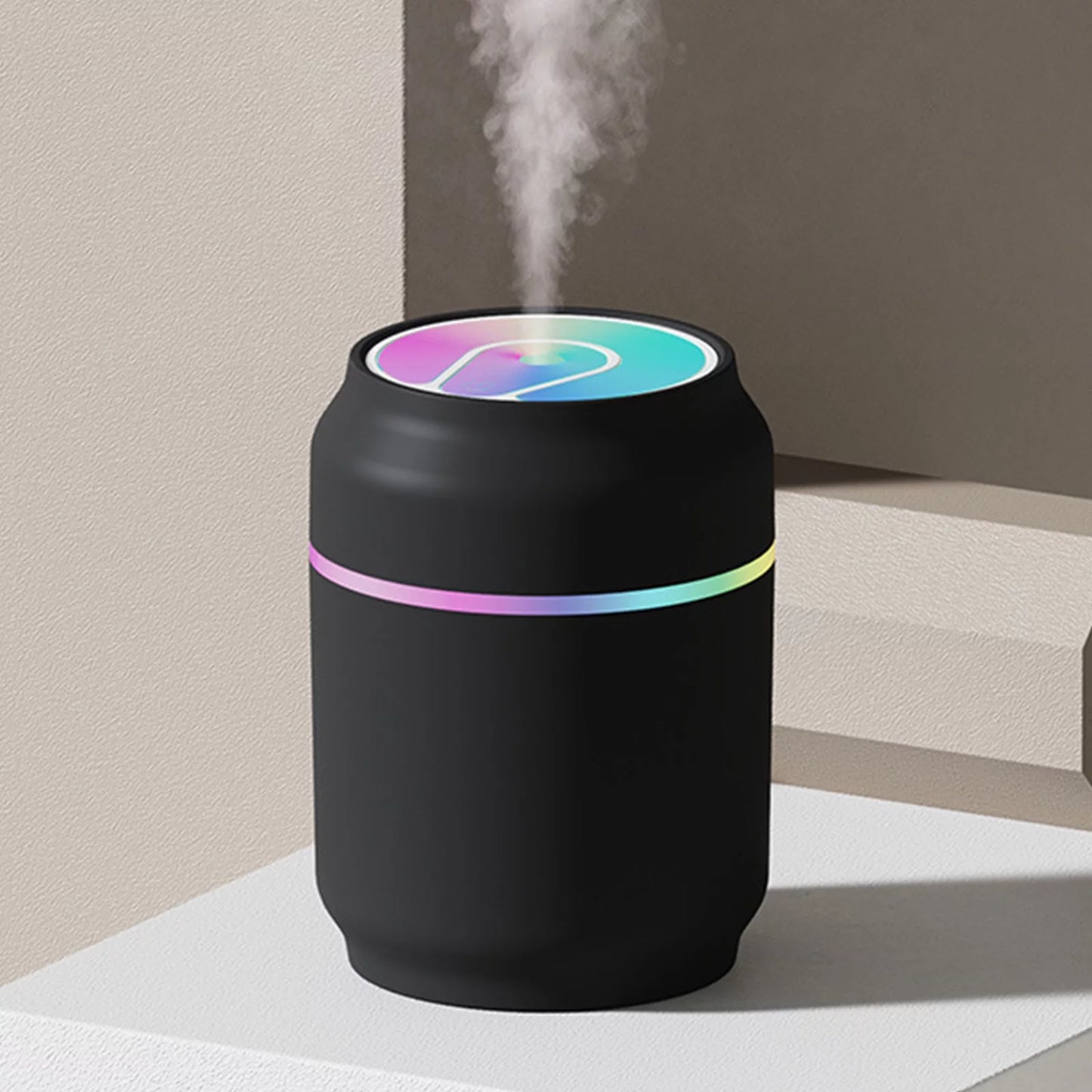 Cool Mini Aromatherapy Humidifier, USB 2 Gear Desktop Cute Humidifier with LED Ambient Light for Car, Office, Bedroom&Living Room