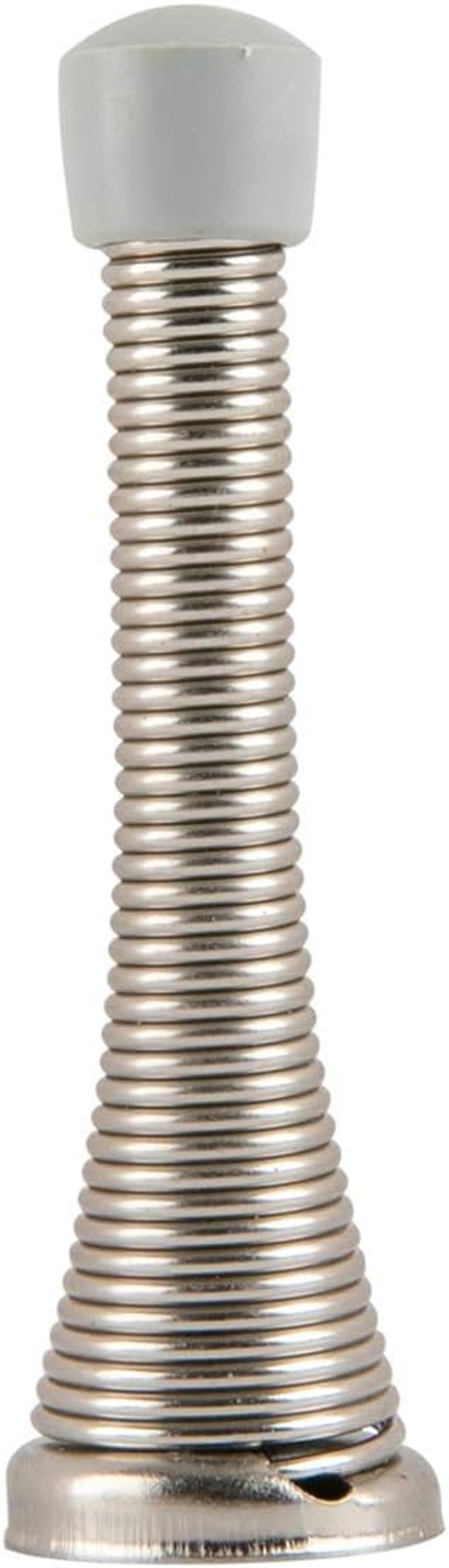 Spring Door Stopper, Brushed Nickel, with Rubber Bumper Tips, 12-Pack