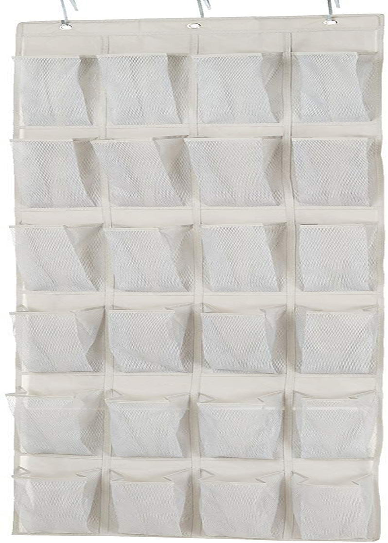 24 Medium Pocket Over-The-Door Hanging Shoe Organizer, Light Grey
