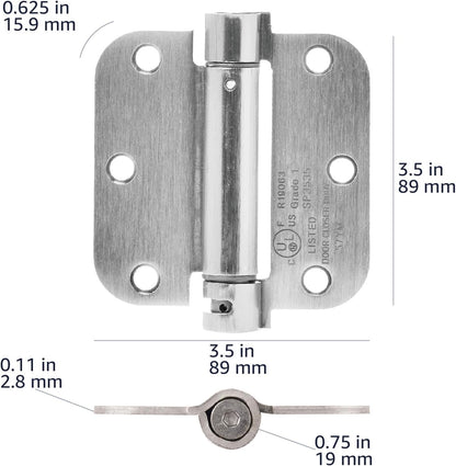 Self-Closing Door Hinge, 3.5 Inch X 3.5 Inch, 1 Piece, Satin Nickel