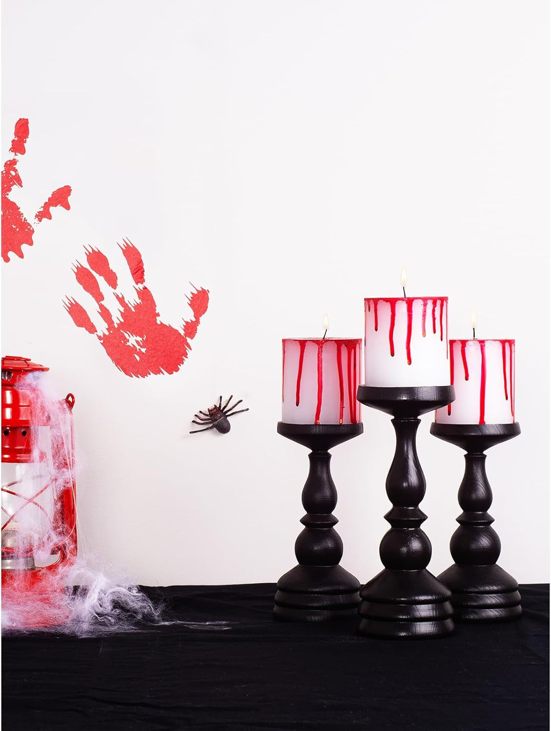 3X3 Pillar Candles Set of 3 - Rustic Unscented No Drip Bloody Candles for Halloween Decor, Parties, Gothic Décor