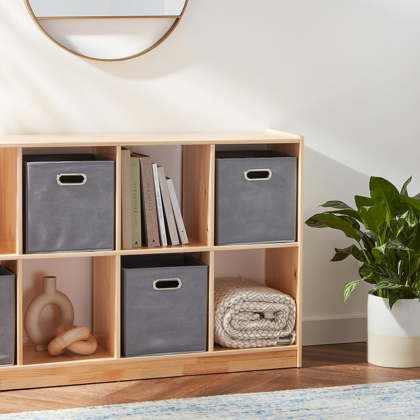 Collapsible Cube Storage Organizer Bins, 6-Pack, 10.5 X 10.5 X 11 Inches, Light Grey