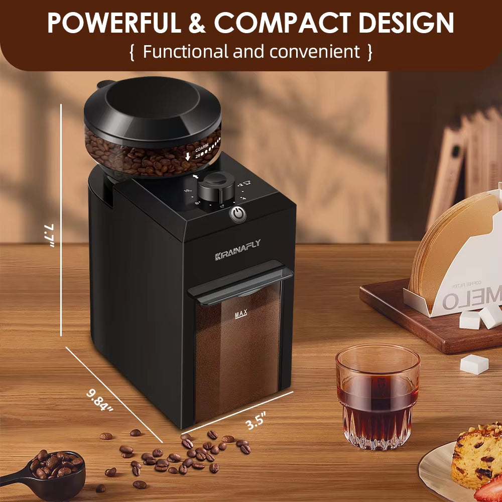 Automatic Burr Mill Coffee Grinder Electric Coffee Bean Grinding with 28 Adjustable Gears for Espresso French Press Drip Coffee