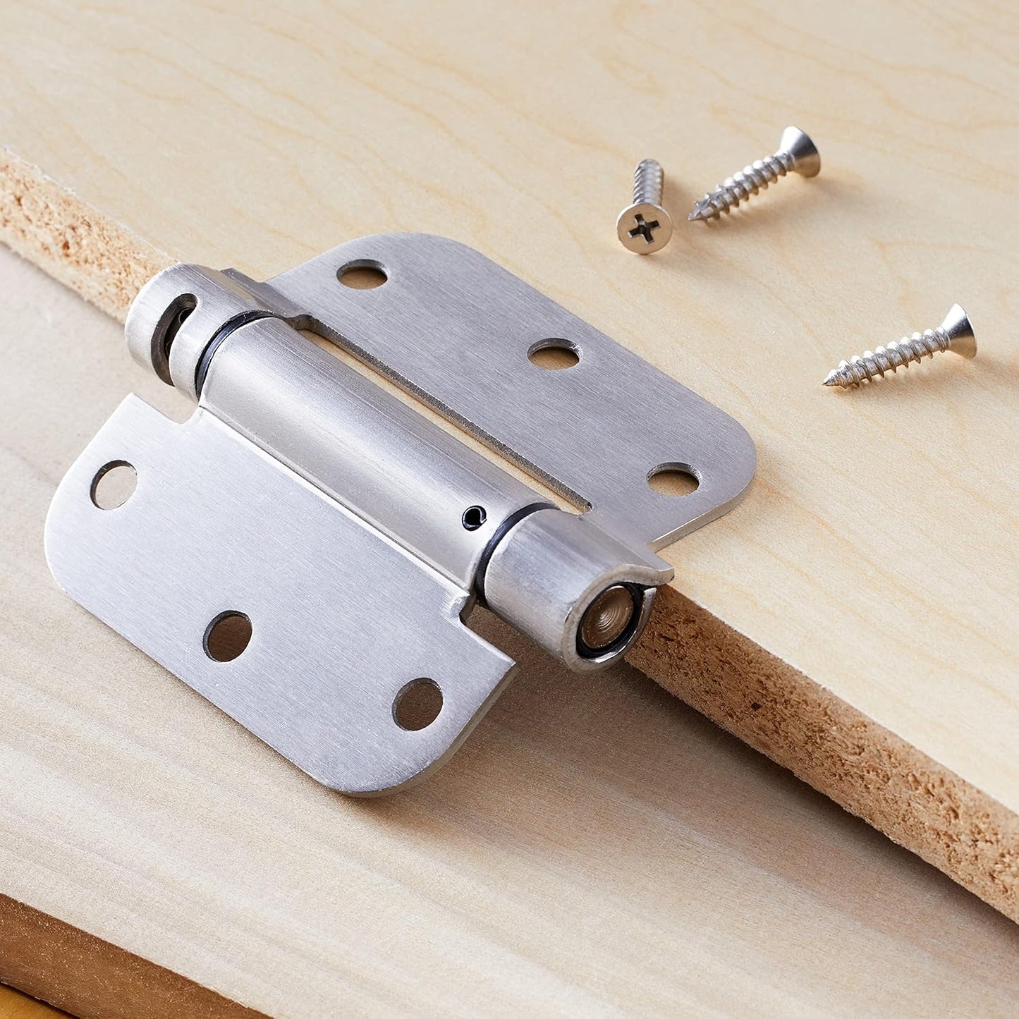 Self-Closing Door Hinge, 3.5 Inch X 3.5 Inch, 1 Piece, Satin Nickel