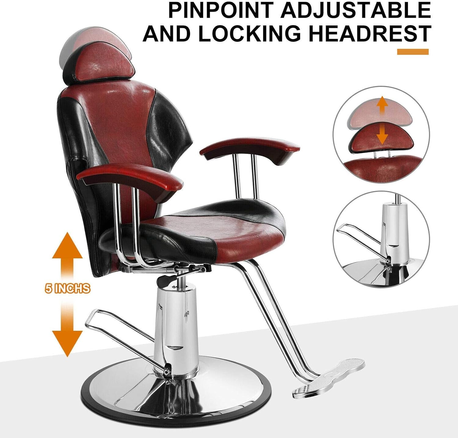 Barber Chairs, All Purpose Heavy Duty Reclining Hydraulic Hair Styling Chair for Barber Shop, Hair Salon, Salon Furniture Spa Shampoo Beauty Equipment