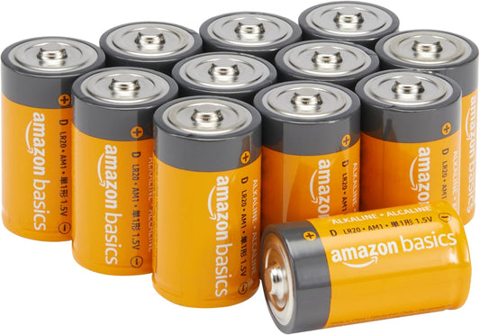 12-Pack D Cell Alkaline All-Purpose Batteries, 1.5 Volt, 5-Year Shelf Life