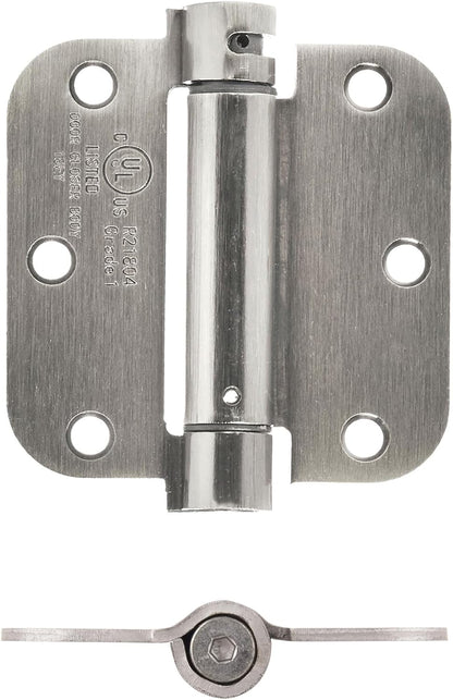 Self-Closing Door Hinge, 3.5 Inch X 3.5 Inch, 1 Piece, Satin Nickel