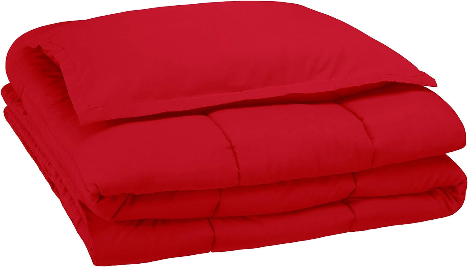 2 Piece Easy Wash Microfiber Kid'S Comforter and Pillow Sham Set, Twin, Red, Solid