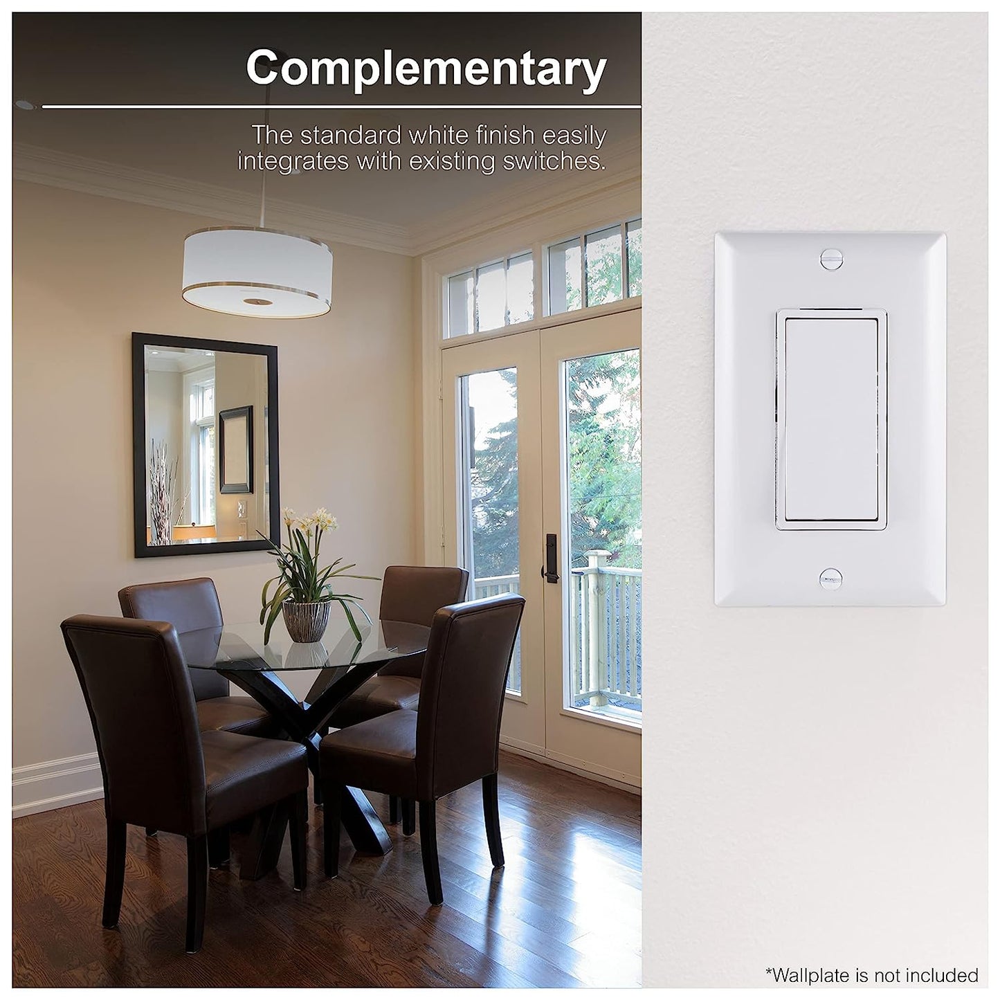 Paddle Rocker Switch - Single Pole Switch, On/Off, Replacement for Light Switches & Ceiling Fans, Grounding, UL Listed, White, 50726